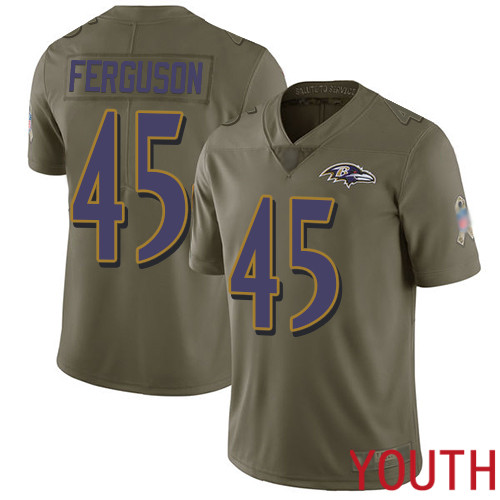 Baltimore Ravens Limited Olive Youth Jaylon Ferguson Jersey NFL Football #45 2017 Salute to Service
